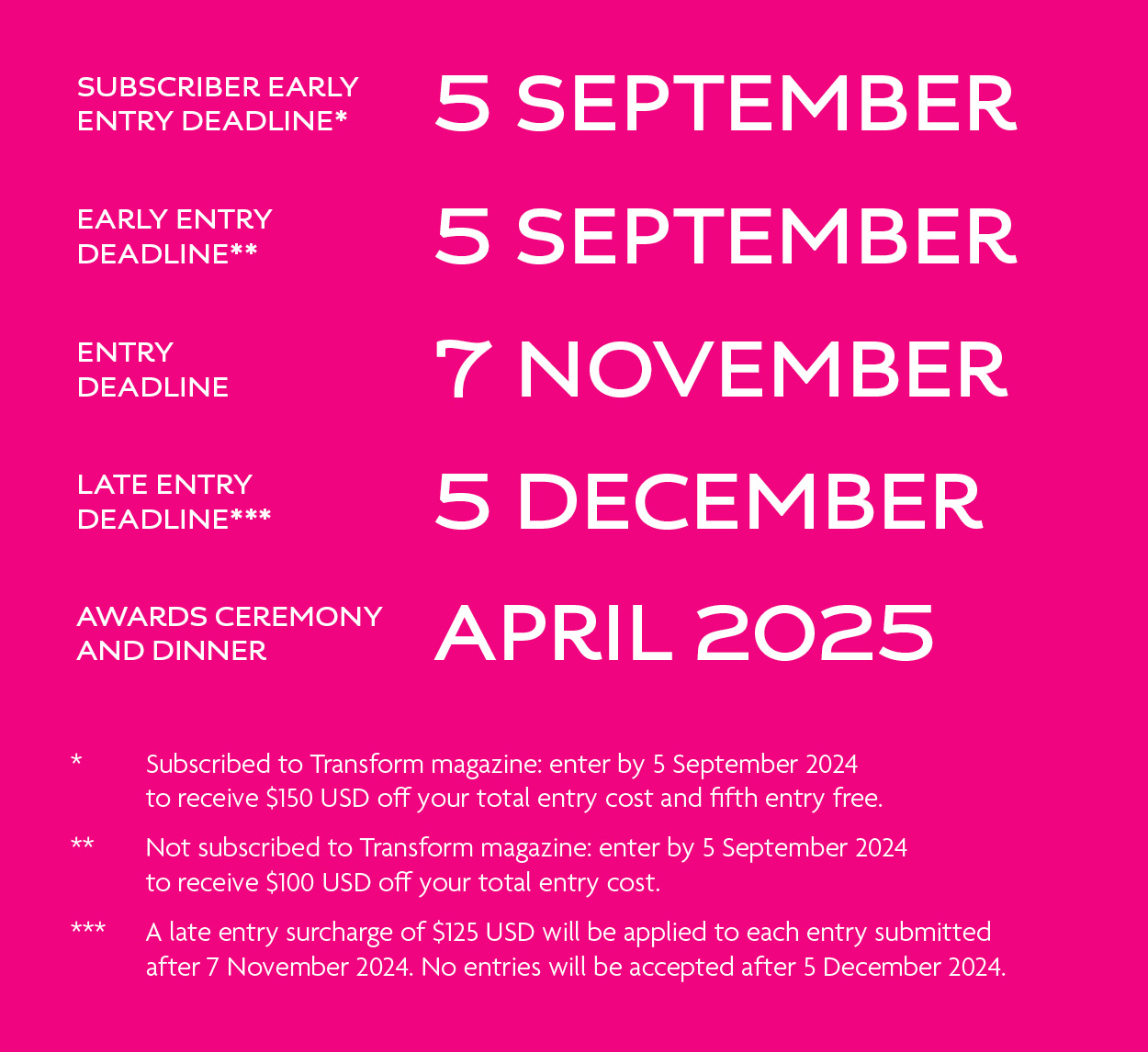 Transform magazine Key dates The awards MEA Awards